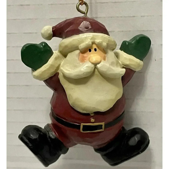 Santa Claus Christmas Ornament Open Arms and Green Gloves Red Hat 3 Inch‎ - Picture 1 of 2